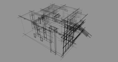 Ev kavramı kroki 3d çizim
