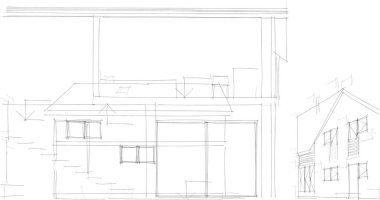 mimari çizimleri 3B illüstrasyon - illüstrasyon