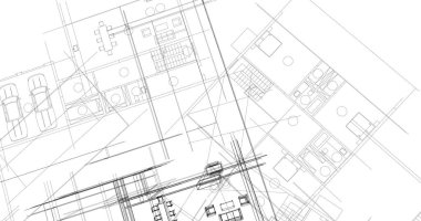 Binanın mimari 3d çizim çizim ev