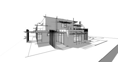 Ev kavramı kroki 3d çizim