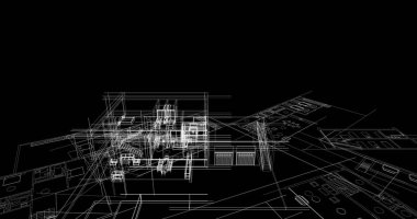 mimari çizimleri 3B illüstrasyon - illüstrasyon