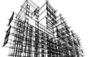 şehir mimarisi ve binalar 3D çizimi 