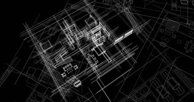 mimari çizimleri 3B illüstrasyon - illüstrasyon