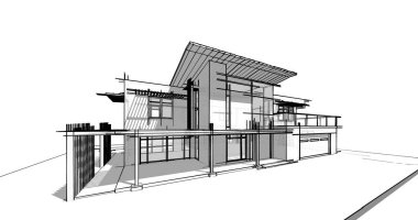 Ev kavramı kroki 3d çizim