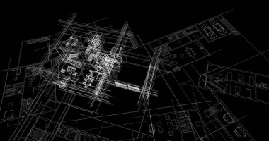 mimari çizimleri 3B illüstrasyon - illüstrasyon