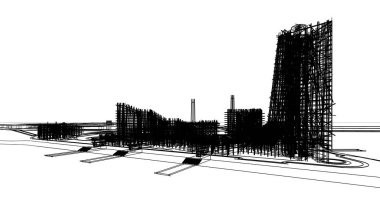 mimari çizimleri 3B illüstrasyon - illüstrasyon