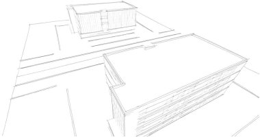 Binanın mimari 3d çizim çizim ev