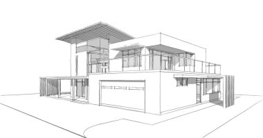 Ev kavramı kroki 3d çizim