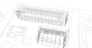 mimari çizimleri 3B illüstrasyon - illüstrasyon