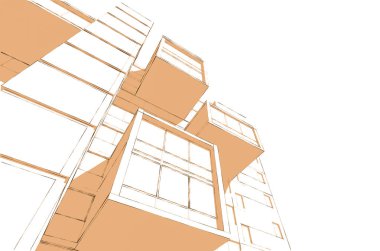 Binanın mimari 3d çizim çizim ev