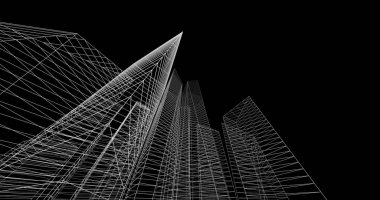 şehir mimarisi ve binalar 3D çizimi 