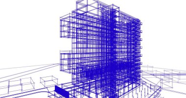 mimari çizimleri 3B illüstrasyon - illüstrasyon