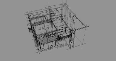Ev kavramı kroki 3d çizim