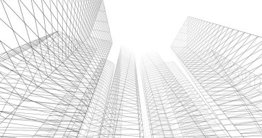 şehir mimarisi ve binalar 3D çizimi 