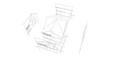 mimari çizimleri 3B illüstrasyon - illüstrasyon