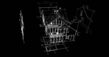 mimari çizimleri 3B illüstrasyon - illüstrasyon