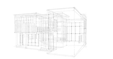 Arkaplanda mimari bina 3d illüstrasyon,