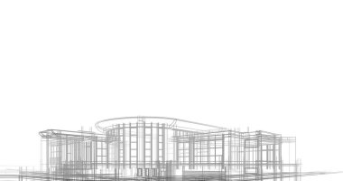 Arkaplanda mimari bina 3d illüstrasyon,