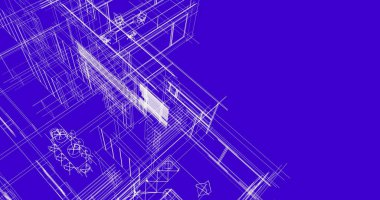 Binanın mimari 3d çizim çizim ev