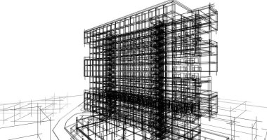 mimari çizimleri 3B illüstrasyon - illüstrasyon