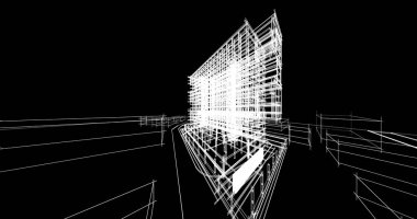 mimari çizimleri 3B illüstrasyon - illüstrasyon