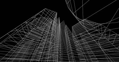 şehir mimarisi ve binalar 3D çizimi 