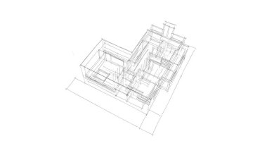 Binanın mimari 3d çizim çizim ev