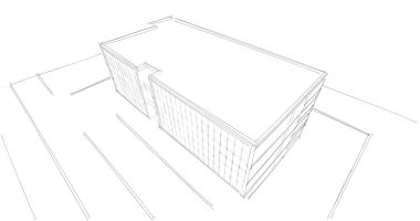 Binanın mimari 3d çizim çizim ev