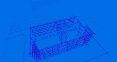 Binanın mimari 3d çizim çizim ev