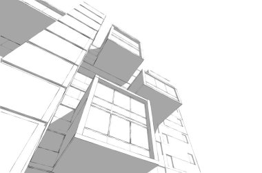 Binanın mimari 3d çizim çizim ev