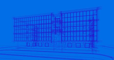 Binanın mimari 3d çizim çizim ev