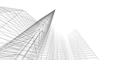 şehir mimarisi ve binalar 3D çizimi 