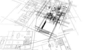 mimari çizimleri 3B illüstrasyon - illüstrasyon