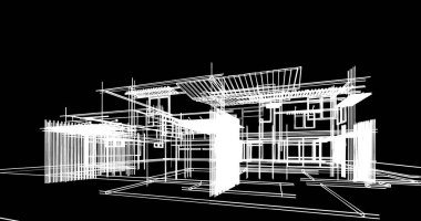 Ev kavramı kroki 3d çizim