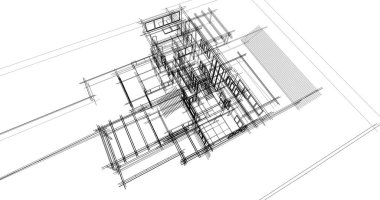Ev kavramı kroki 3d çizim