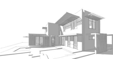 Ev kavramı kroki 3d çizim