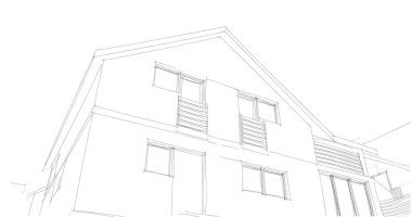 mimari çizimleri 3B illüstrasyon - illüstrasyon