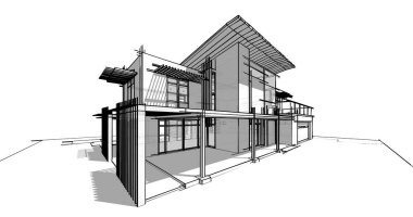 Ev kavramı kroki 3d çizim