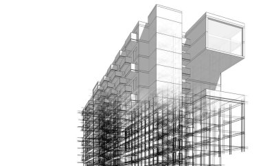 Binanın mimari 3d çizim çizim ev