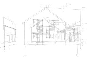 mimari çizimleri 3B illüstrasyon - illüstrasyon