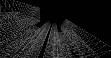 şehir mimarisi ve binalar 3D çizimi 