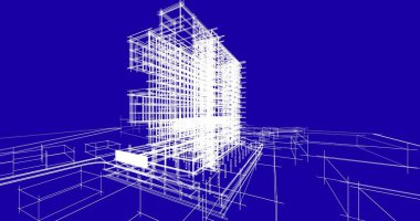 mimari çizimleri 3B illüstrasyon - illüstrasyon