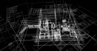 mimari çizimleri 3B illüstrasyon - illüstrasyon