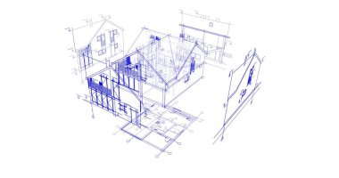 mimari çizimleri 3B illüstrasyon - illüstrasyon