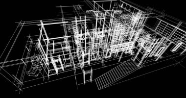 Ev kavramı kroki 3d çizim
