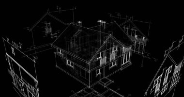 mimari çizimleri 3B illüstrasyon - illüstrasyon