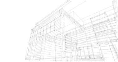 Arkaplanda mimari bina 3d illüstrasyon,