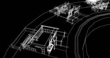 şehir mimarisi ve binalar 3D çizimi 