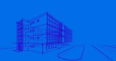 Binanın mimari 3d çizim çizim ev