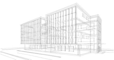 Binanın mimari 3d çizim çizim ev